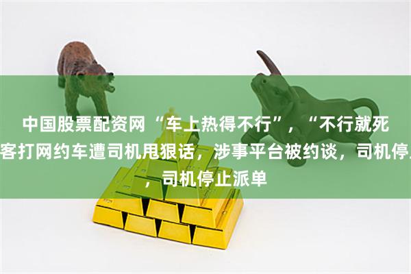 中国股票配资网 “车上热得不行”，“不行就死”！乘客打网约车遭司机甩狠话，涉事平台被约谈，司机停止派单